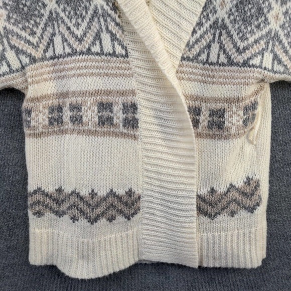 Old Navy Women's Open Front Cardigan Knit Sweater Cream XXL Fair Isle Wool Blend - Picture 5 of 13